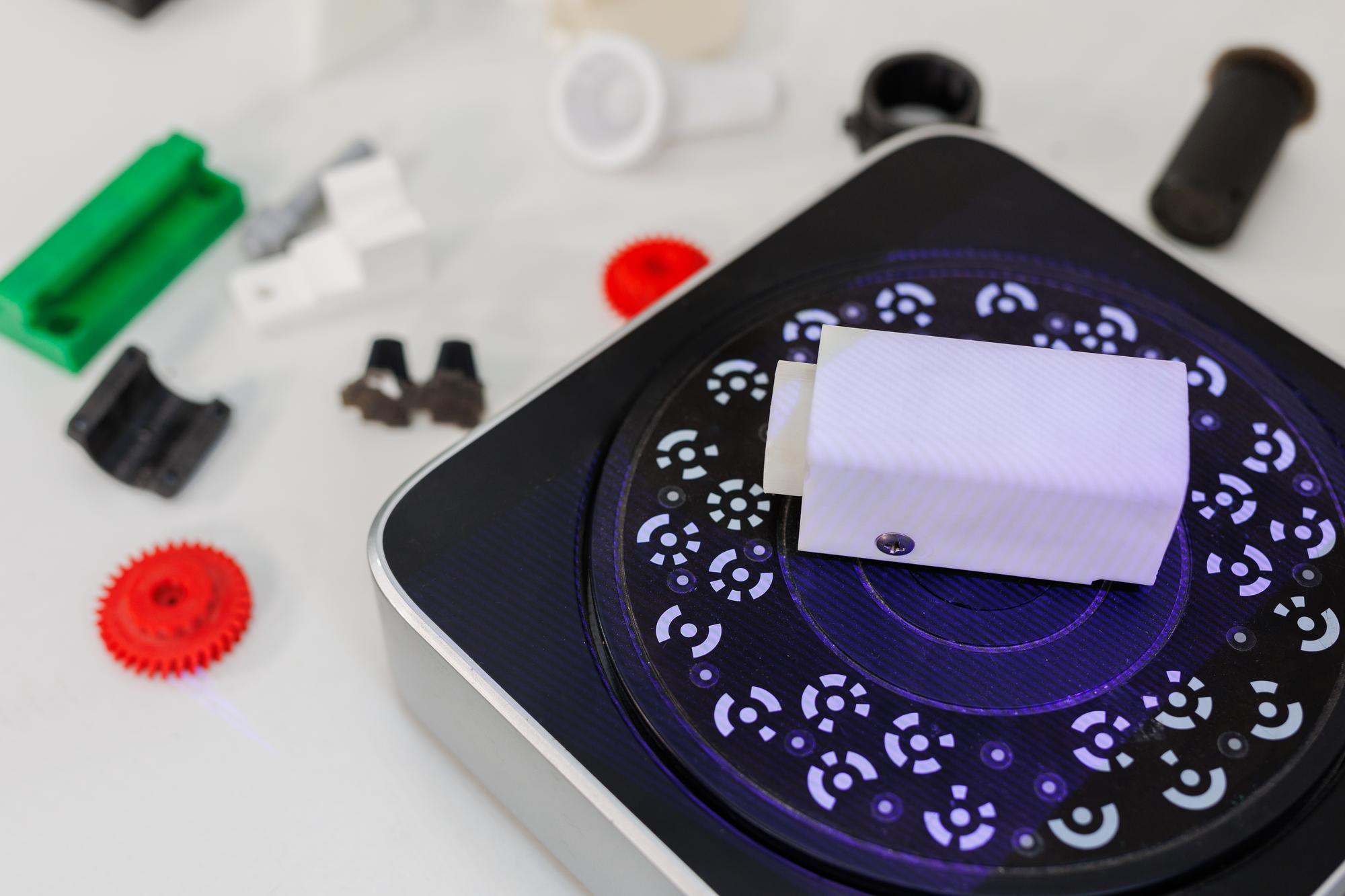 Flat-lay of embroidered labels and hangtags